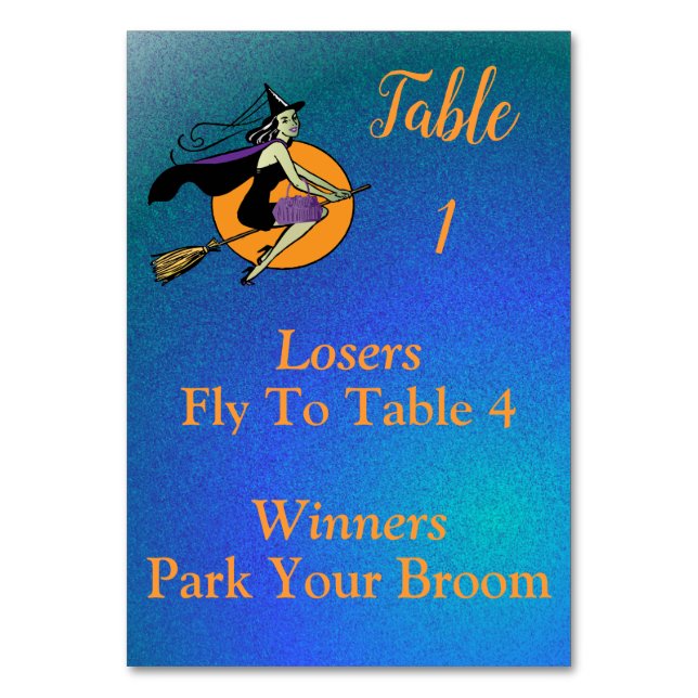 Numéro De Table Bunco October Witch Park Your Broom 1 de 4 (Par défaut)