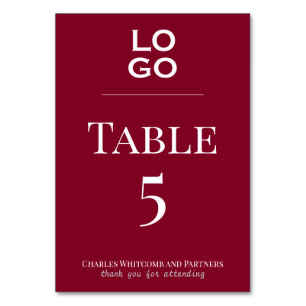 Numéro De Table Burgundy Custom Logo Business ou Corporate Event