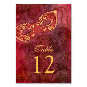 Numéro De Table Burgundy Gold Masquerade Ball Mardi Gras Mariage