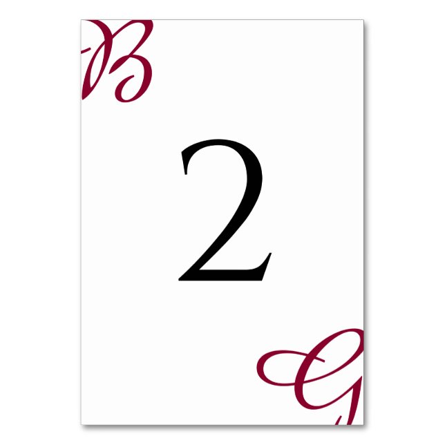 Numéro De Table Burgundy Maroon Initiales Mariage de automne d'aut (Par défaut)