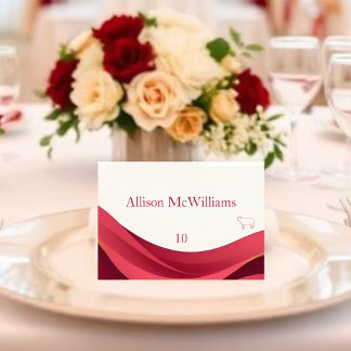 Numéro De Table Burgundy Wedding Place Card-Meat