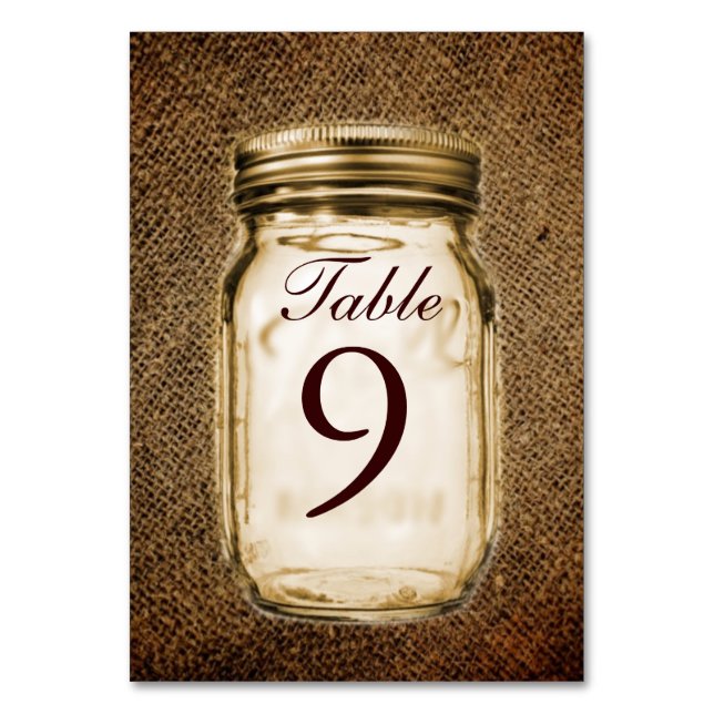 Numéro De Table burlap mason jar western country extérieur mariage (Par défaut)