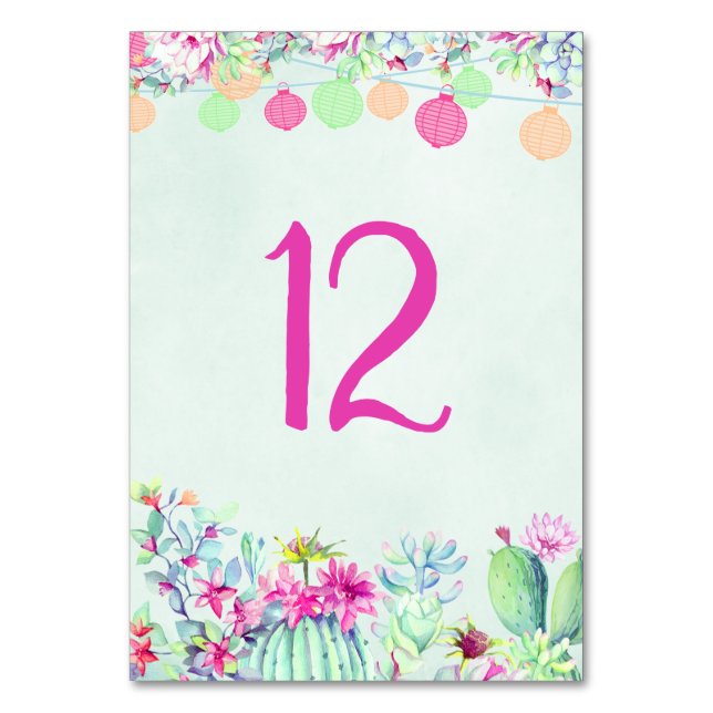 Numéro De Table Cactus Lantern Fiesta Succulents Numéro de tableau (Par défaut)