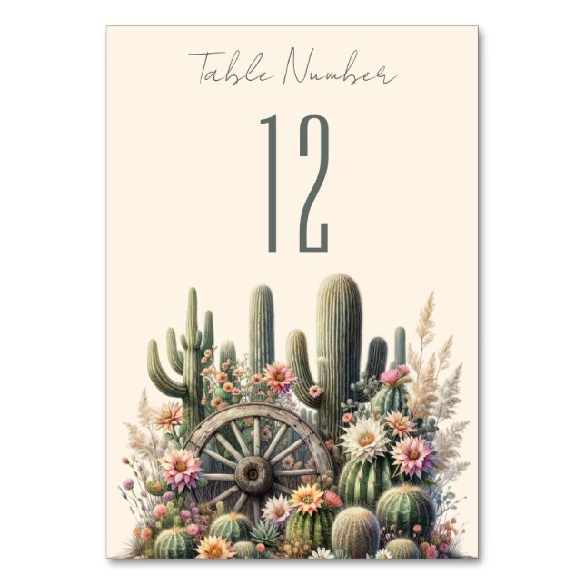 Numéro De Table Cactus & Wagon Wheel Rustic Mariage Numéro de tabl (Par défaut)