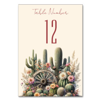 Numéro De Table Cactus & Wagon Wheel Rustic Mariage Numéro de tabl