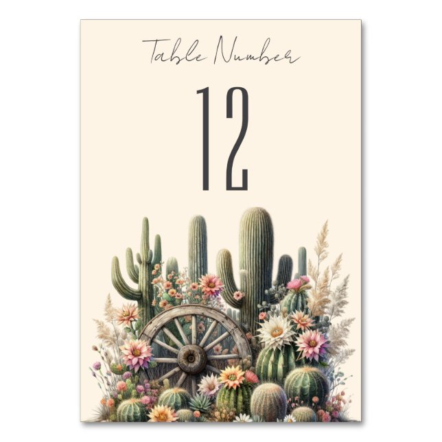 Numéro De Table Cactus & Wagon Wheel Rustic Mariage Numéro de tabl (Par défaut)