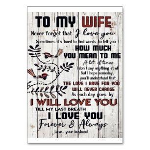 Numéro De Table Cadeau Pour Femme À ma femme belle lettre