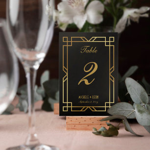 Numéro De Table Cadre Art déco classique Mariage Black Gold