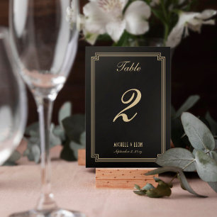 Numéro De Table Cadre Art Déco Mariage classique Black Gold