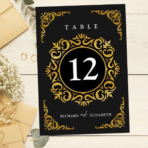 Numéro De Table Cadre baroque Royal Black and Gold Ornamental
