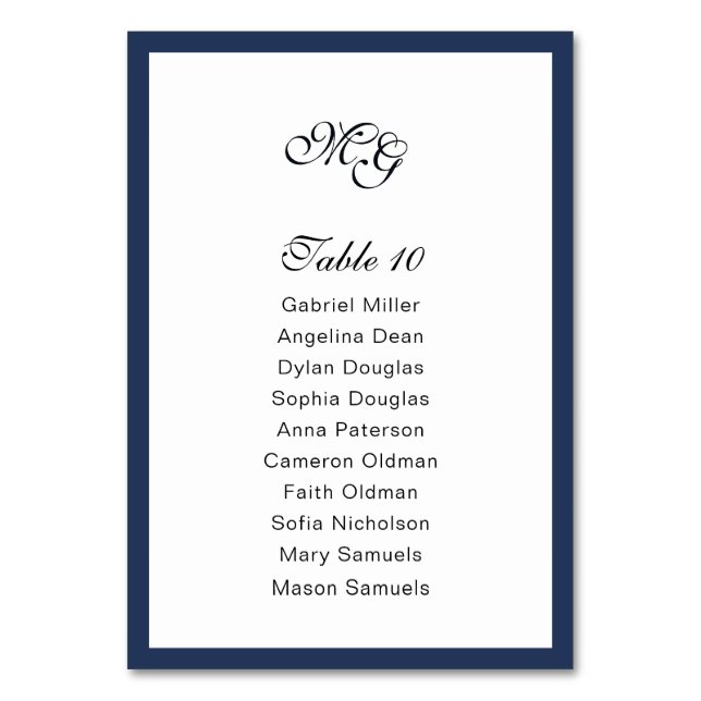 Numéro De Table Cadre bleu profond. Mariage moderne et design (Par défaut)