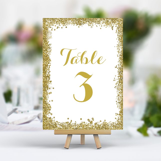 Numéro De Table Cadre de mariage avec confettis dorés et paillette (Créateur téléchargé)