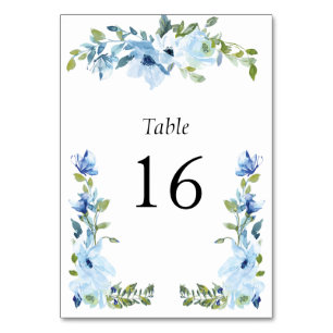 Numéro De Table cadre floral bleu clair moderne mariage