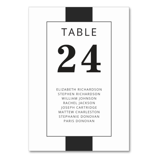 Numéro De Table Cadre géométrique noir et blanc minimal avec noms (Par défaut)