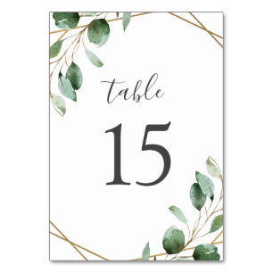 Numéro De Table Cadre géométrique Or Vert Eucalyptus