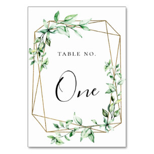 Numéro De Table Cadre géométrique vert or