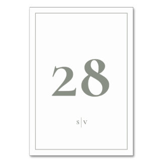 Numéro De Table Cadre | Mariage Élégant Monogramme Vert Sauge