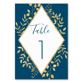 Numéro De Table Cadre Moderne Bleu et Or 