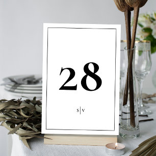 Numéro De Table Cadre   Monogramme Élégant Mariage Noir Blanc
