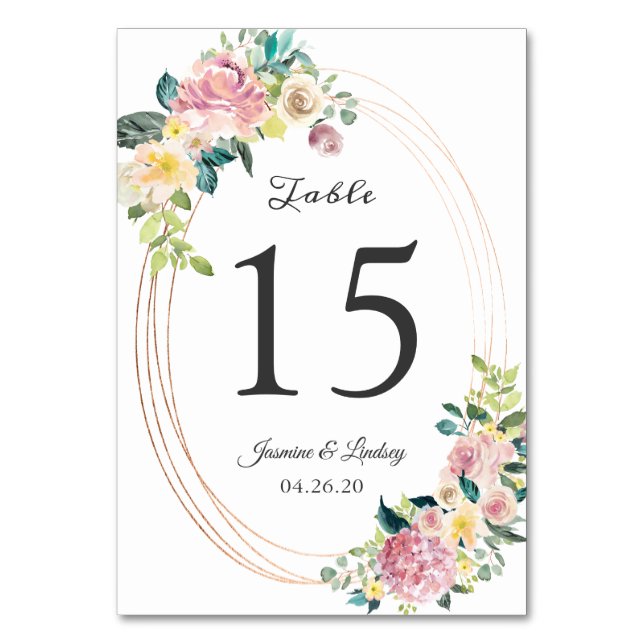 Numéro De Table Cadre ovale moderne Pastel Mariage floral (Par défaut)