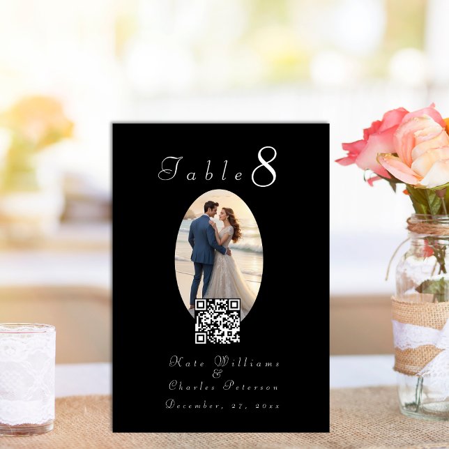 Numéro De Table Cadre photo élégant Qr Code Table Card (Créateur téléchargé)