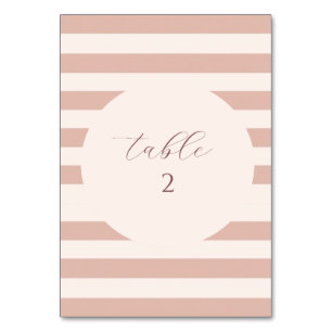 Numéro De Table Cadre rond rayé rose poussiéreux