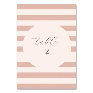 Numéro De Table Cadre rond rayé rose poussiéreux