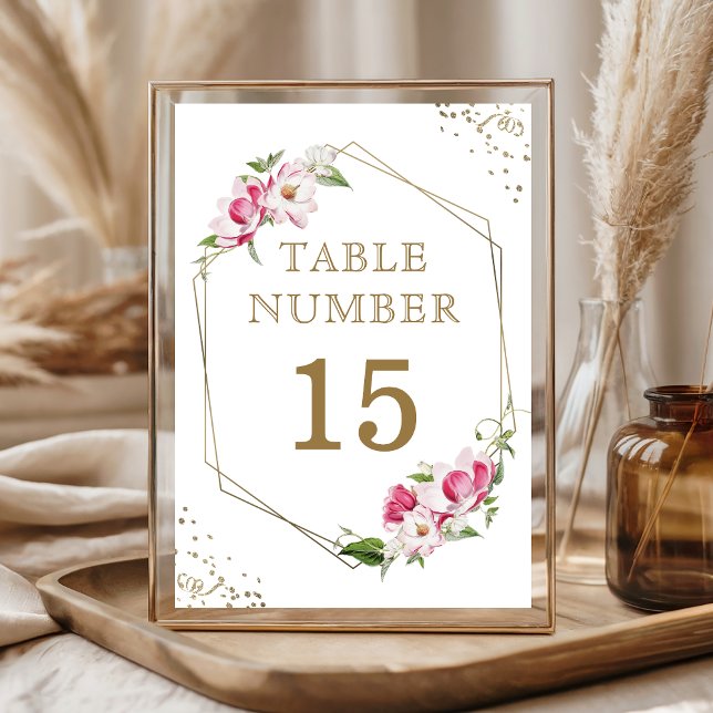 Numéro De Table Cadre rose Floral géométrique Or (Créateur téléchargé)
