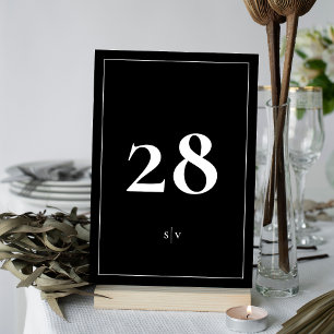 Numéro De Table Cadre Smoking élégant Monogramme Mariage noir