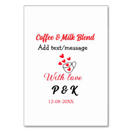 Numéro De Table Café & lait mélange amour couple café coeur rouge 