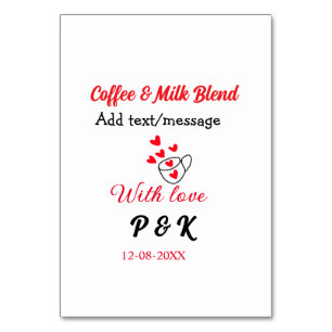 Numéro De Table Café & lait mélange amour couple café coeur rouge
