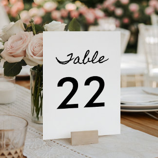 Numéro De Table Calligraphie cursive noire décontractée