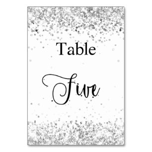 Numéro De Table Calligraphie de parties scintillant blanche en arg