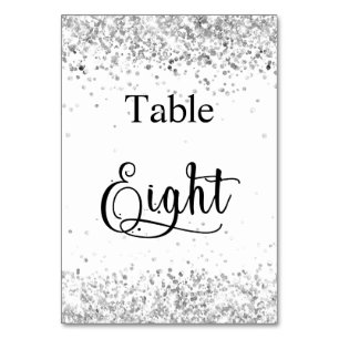 Numéro De Table Calligraphie de parties scintillant blanche en arg
