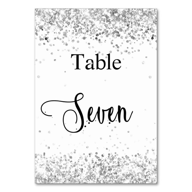 Numéro De Table Calligraphie de parties scintillant blanche en arg (Par défaut)