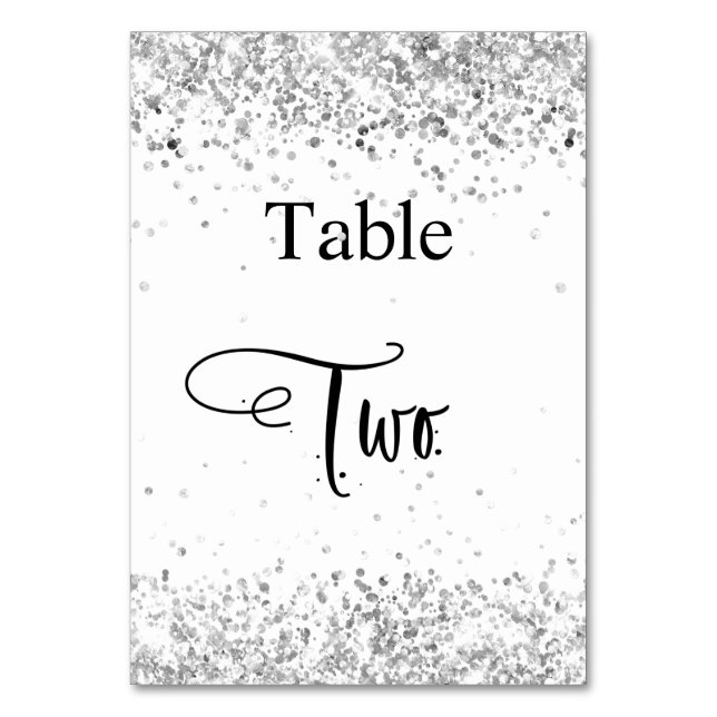 Numéro De Table Calligraphie de parties scintillant blanche en arg (Par défaut)