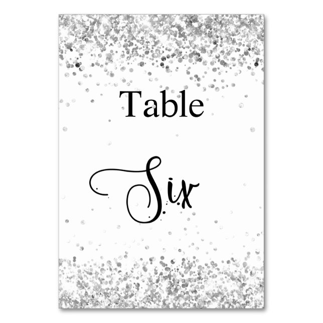 Numéro De Table Calligraphie de parties scintillant blanche en arg (Par défaut)