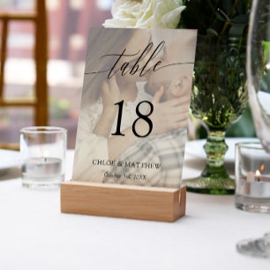 Numéro De Table Calligraphie délicate - Photo personnalisée