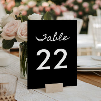 Numéro De Table Calligraphie informelle noir et blanc