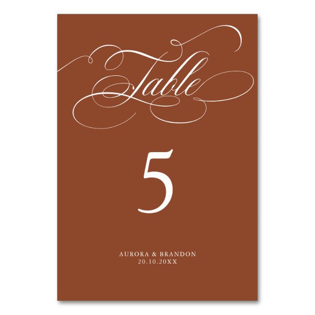 Numéro De Table Calligraphie moderne intemporelle Terracotta maria (Par défaut)