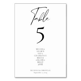 Numéro De Table Calligraphie moderne Script Mariages invités noms