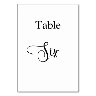 Numéro De Table Calligraphie noire blanche table six 6