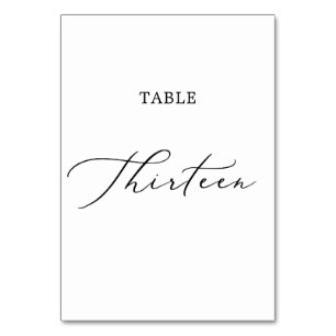 Numéro De Table Calligraphie noire délicate Tableau Treize