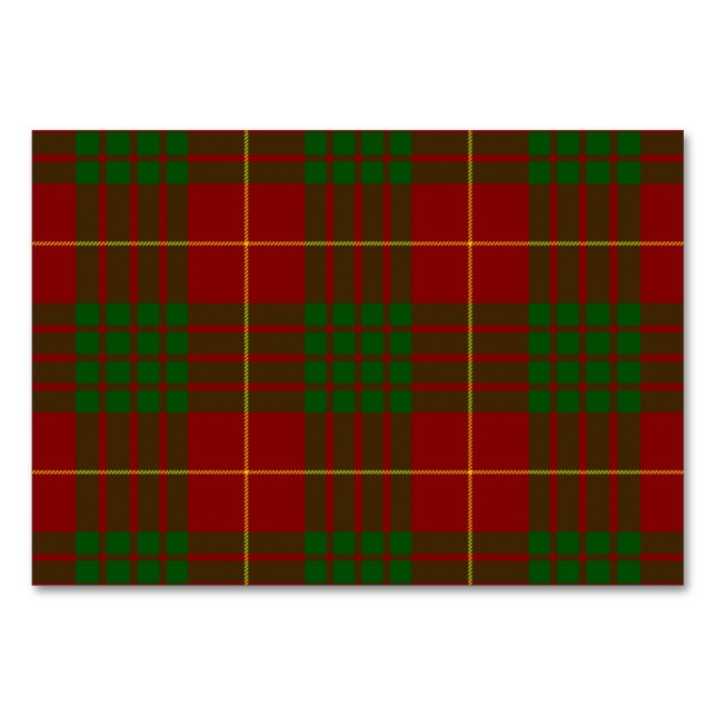 Numéro De Table Cameron tartan rouge vert plaid (Devant)