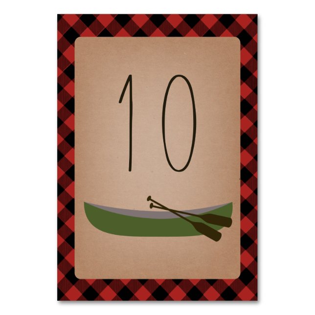 Numéro De Table Canoë Plaid de bûcheron + Flèches (Dos)