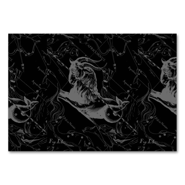 Numéro De Table Capricorne Constellation Hevelius 1690 sur Noir (Devant)