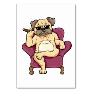 Numéro De Table Carlin Fumer Cigar   Chien Carlin vraiment Cool