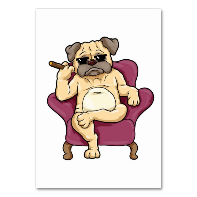Numéro De Table Carlin Fumer Cigar | Chien Carlin vraiment Cool (Par défaut)