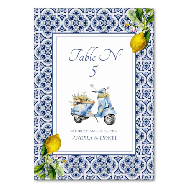 Numéro De Table Carreaux de citron de la côte d'Amalfi Italie Pers (Par défaut)