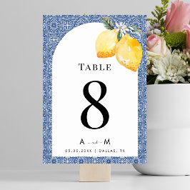 Numéro De Table Carrelage bleu méditerranéen Citrons italiens Mari
